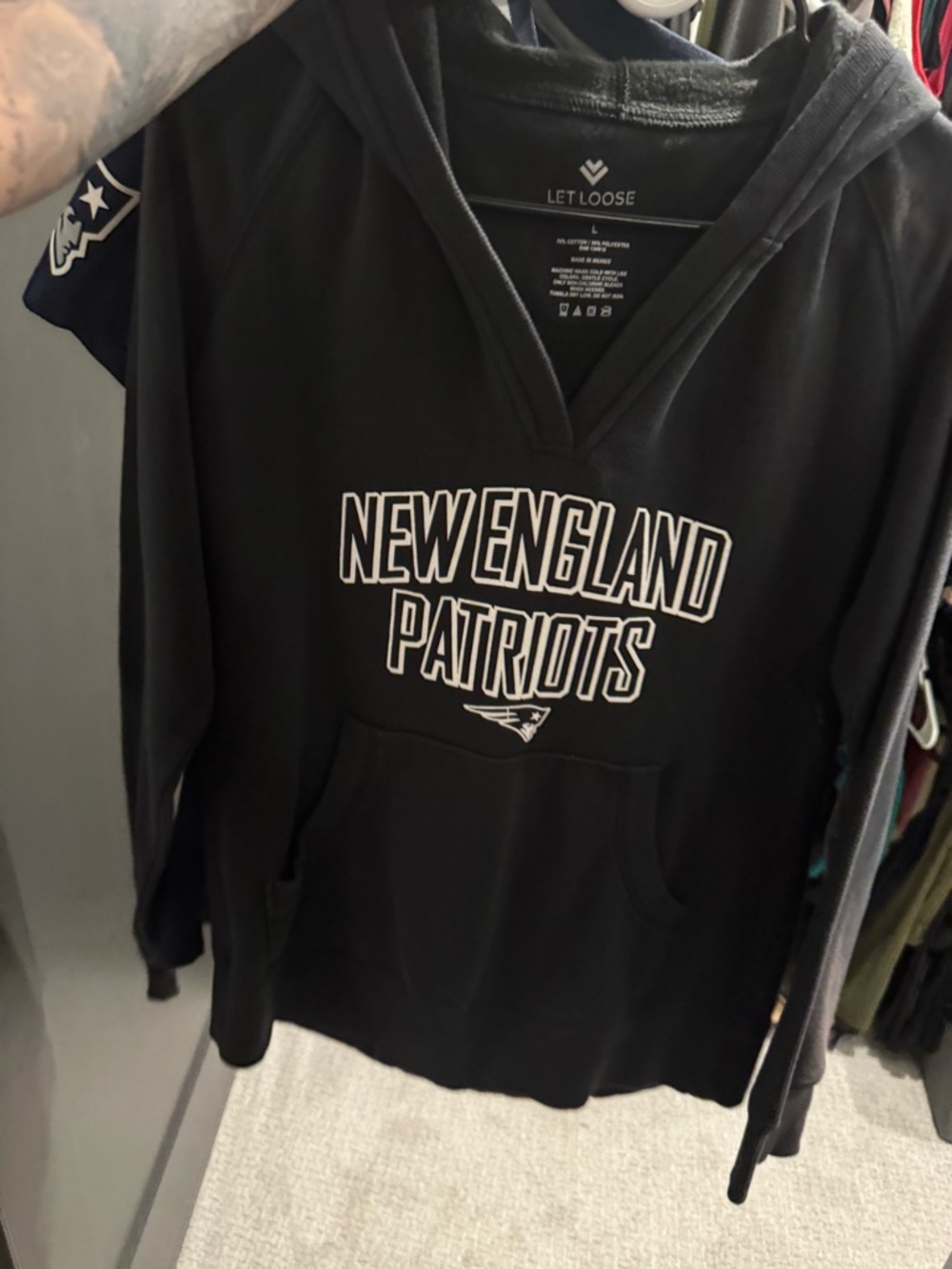 New England Patriots Black Hoodie Sweater